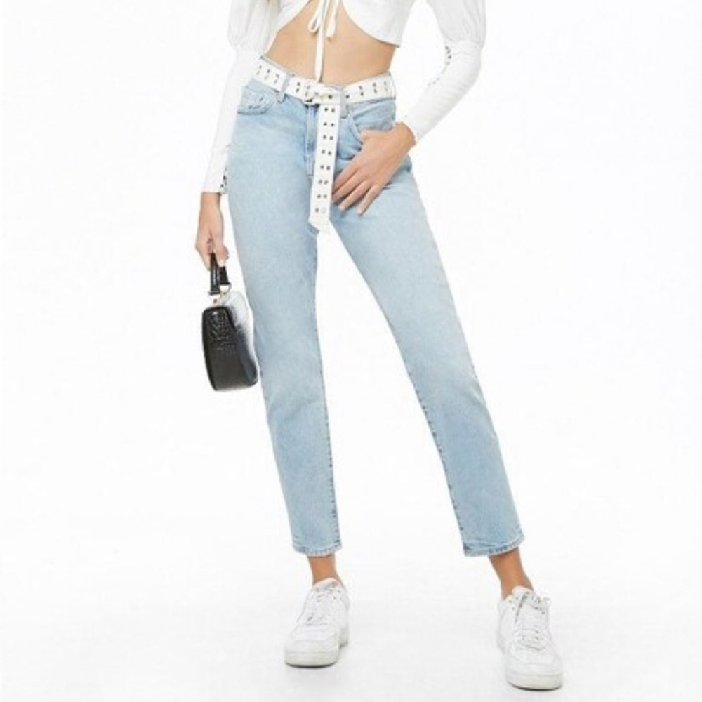 Forever 21 Blue Straight Fit Mom Jeans
